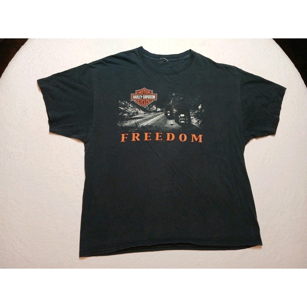 Vintage‎ Harley Davidson Shirt Mens XL Black Natchez Trace Freedom Graphic